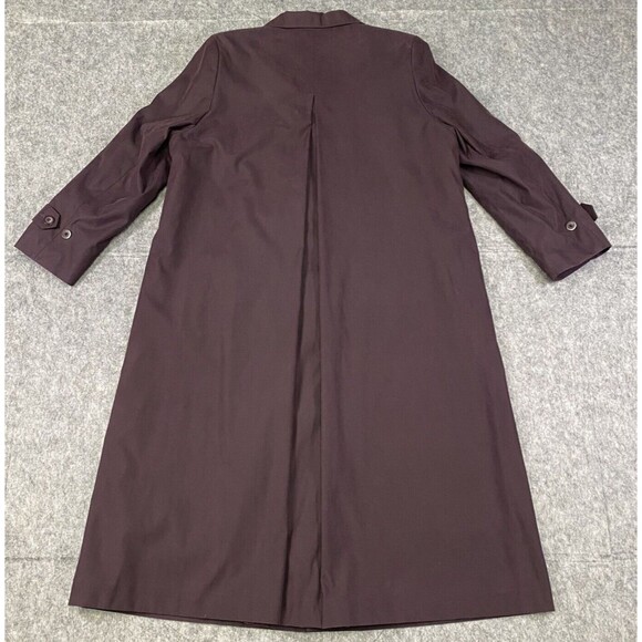 London Fog Size 14 Petite Burgundy Trench Rain Coat Long Zip Out Lining - Picture 16 of 16